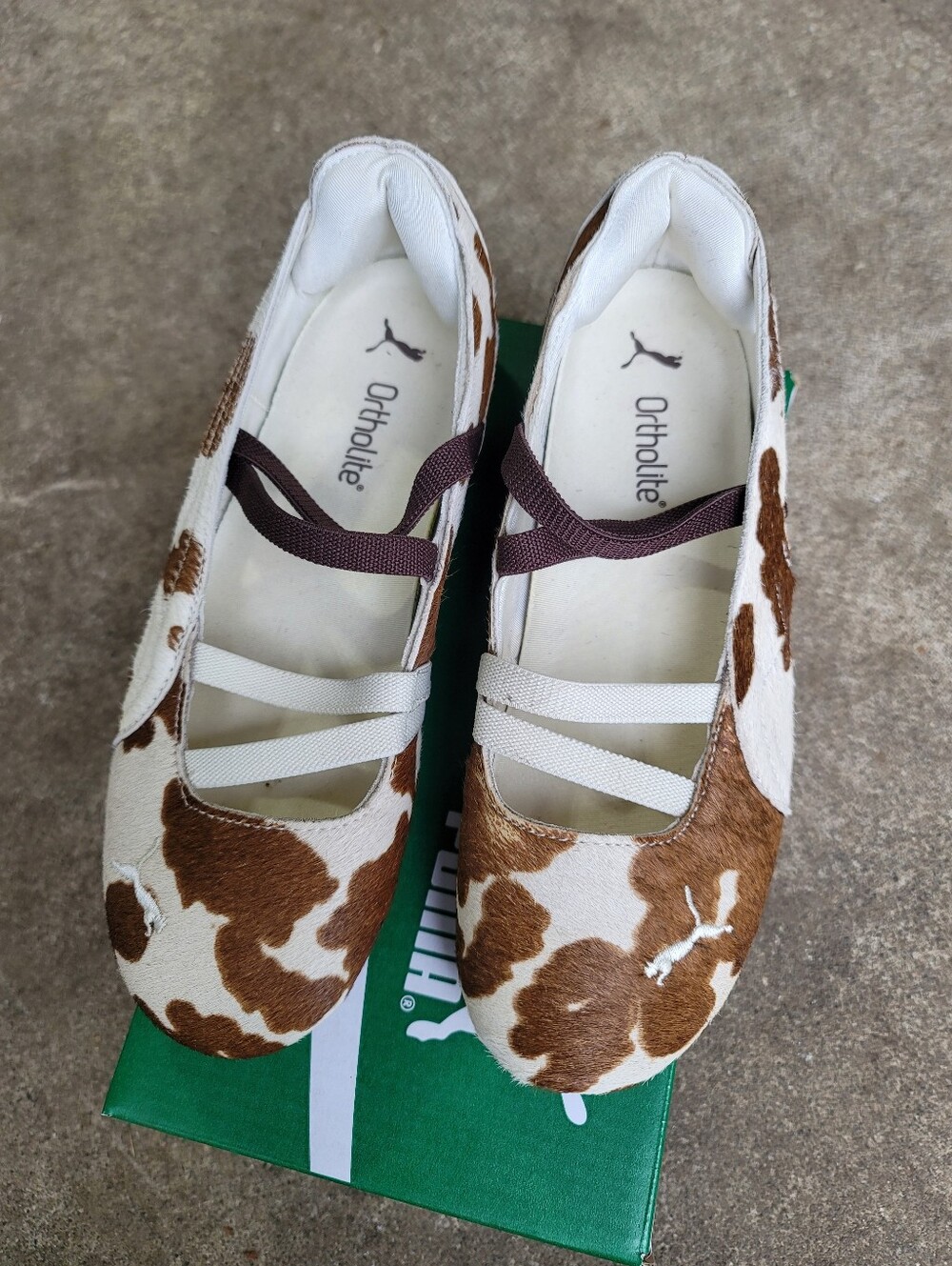 PUMA Speedcat Ballet Cow Print Chocolate Brown Warm White Size 7 Pre-owned